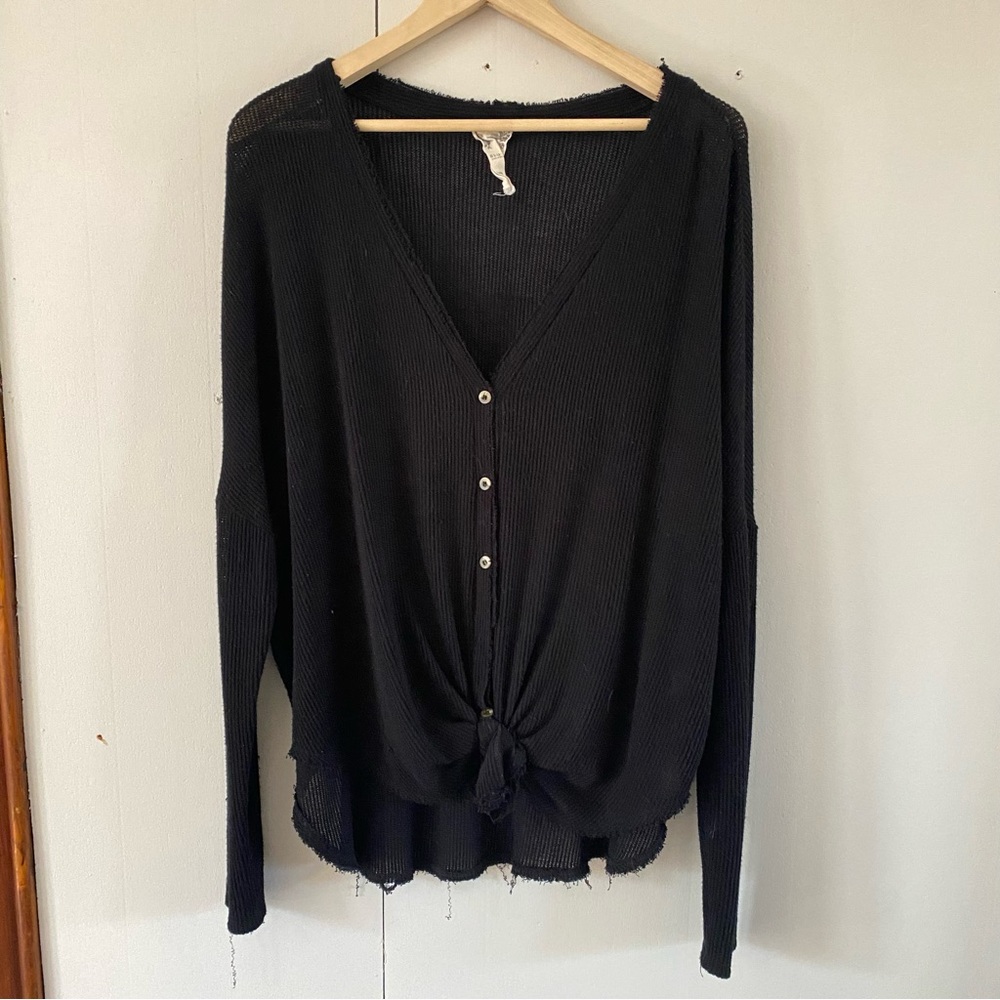 Slouchy Black Button Up